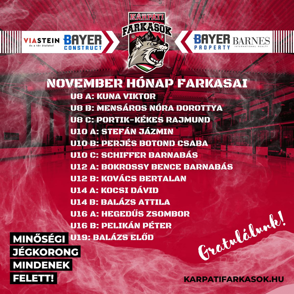 Ők lettek november legjobban teljesítő jégkorongozói