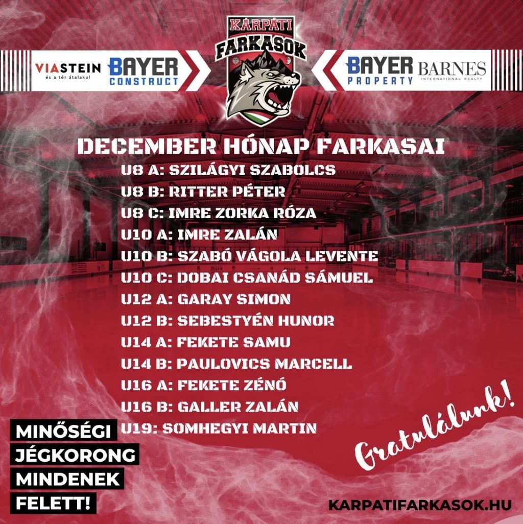 Ők lettek december legjobban teljesítő jégkorongozói